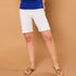 Emreco White Bengaline Stretch Turn Up Shorts - 050308EW