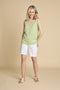 Emreco White Bengaline Stretch Turn Up Shorts - 050308EW