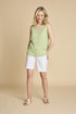 Emreco White Bengaline Stretch Turn Up Shorts - 050308EW