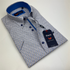 Zazzi Men's Blue/Beige Short Sleeve Geometric Print Modern Fit Shirt 06-9731