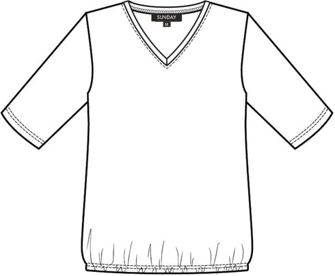 SUNDAY Navy Abstract Leaf V-Neck T-Shirt — Relaxed Fit | 6087-6522