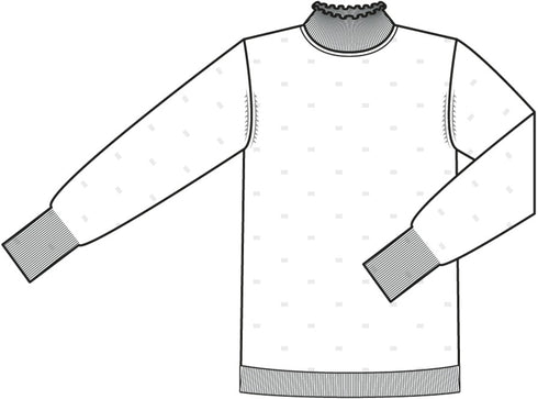 Sunday Ruffle Polo Neck Knit Pullover – Style 6608 6325