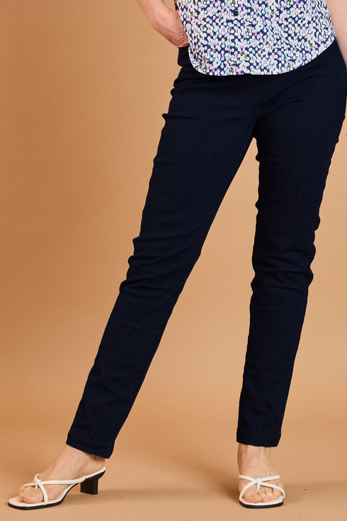 Emreco Dark Denim Pull-On Stretch Denim Trousers 070712