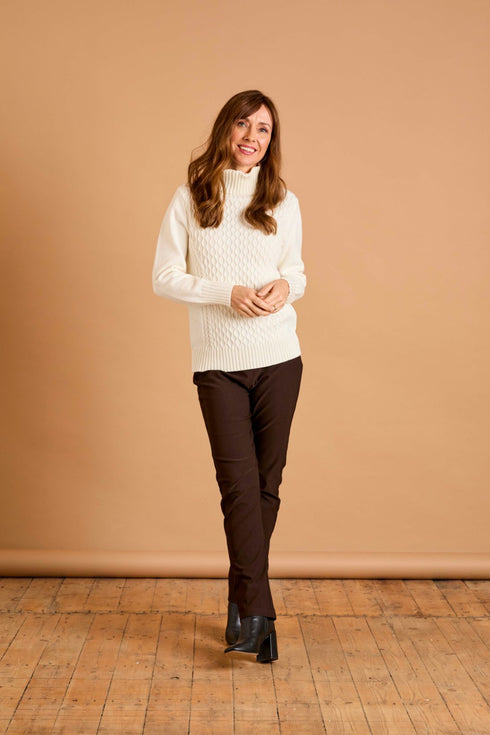 Emreco Fleece Lined Pull-On Bengaline Trouser – Dark Chocolate 070803EW