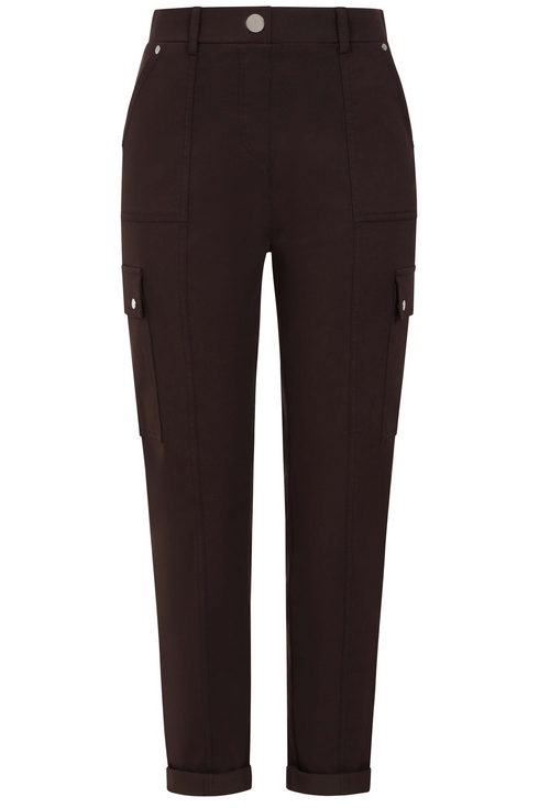 Emreco Chocolate Brown Pull-On Combat Style Bengaline Stretch Trousers 070900EW
