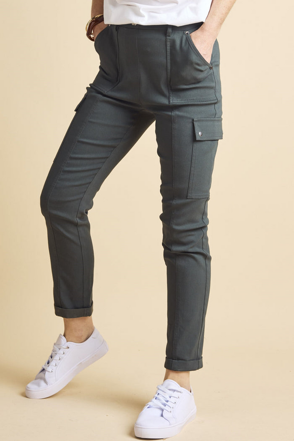 Emreco Dark Khaki Combat Style Bengaline Stretch Trousers - 070900EW