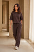 Emreco Chocolate Brown Drawstring Wide Leg Jersey Trousers 076209EW
