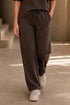 Emreco Chocolate Brown Drawstring Wide Leg Jersey Trousers 076209EW