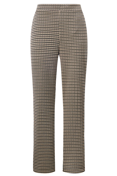 Emreco Natural Tweed Ponte Check Stretch Trousers 076307EM - Neutral