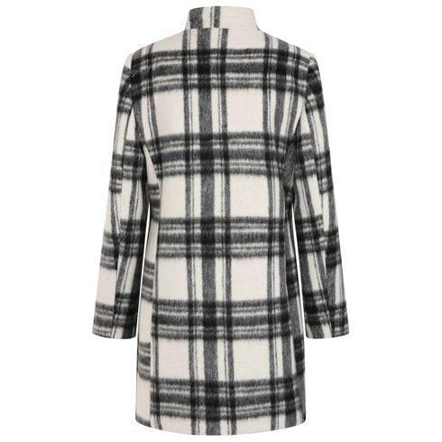 Emreco Check Funnel Neck Coat – Black/White 091006EW