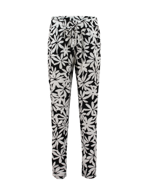 Hailys Black Flower Ri44cky EcoVero Viscose Print Trousers WIN-0915222-1A