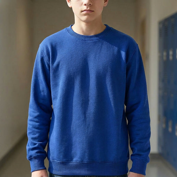 Hunter Schoolwear Royal Blue 2601 Round Neck School Sweatshirt No Crest/Logo Plain Unisex