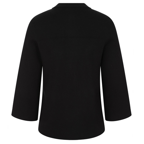 Emreco Cropped Knit Coatigan 100802EM26 - Black