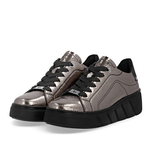Rieker Women’s Leather Sneakers with Metallic Finish - W2601-91