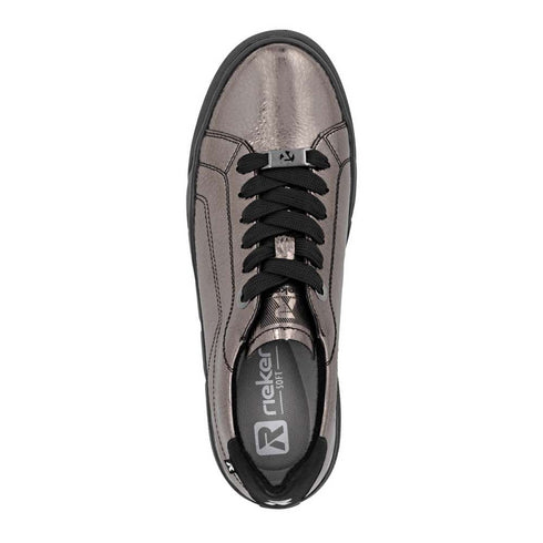Rieker Women’s Leather Sneakers with Metallic Finish - W2601-91