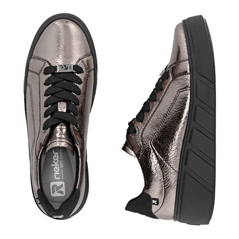Rieker Women’s Leather Sneakers with Metallic Finish - W2601-91