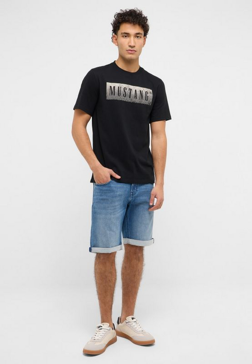MUSTANG Black Austin Style Graphic T-Shirt — Regular Fit | 1017394