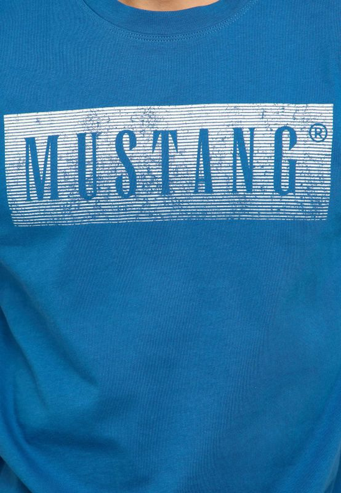MUSTANG Mid Blue Austin Style Graphic T-Shirt — Regular Fit | 1017394