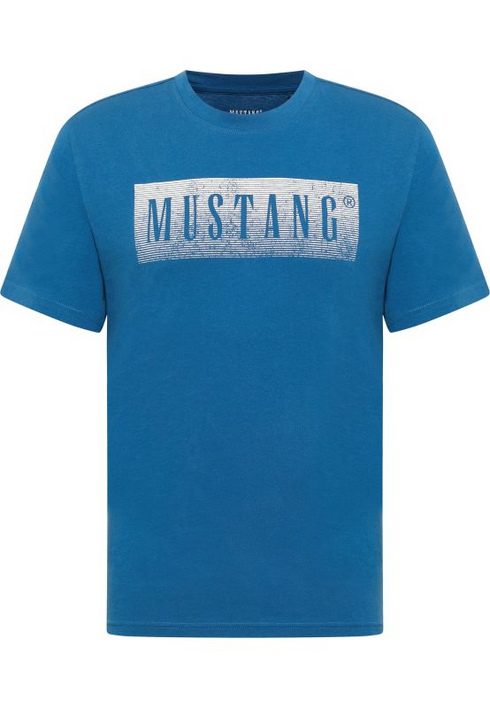 MUSTANG Mid Blue Austin Style Graphic T-Shirt — Regular Fit | 1017394