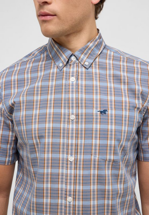 MUSTANG Multi Colour Gilroy Checked Short Sleeve Shirt — Slim Fit | 1017544