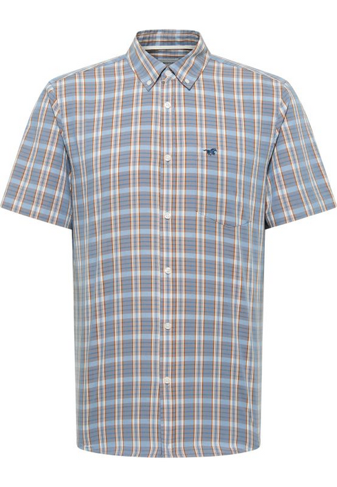 MUSTANG Multi Colour Gilroy Checked Short Sleeve Shirt — Slim Fit | 1017544