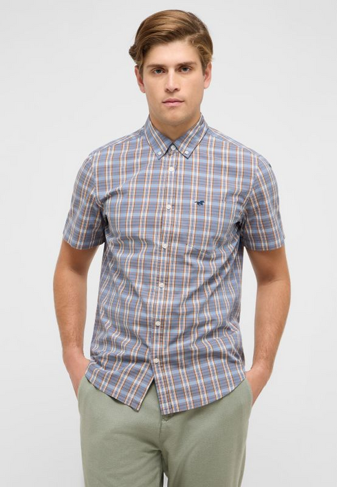 MUSTANG Multi Colour Gilroy Checked Short Sleeve Shirt — Slim Fit | 1017544