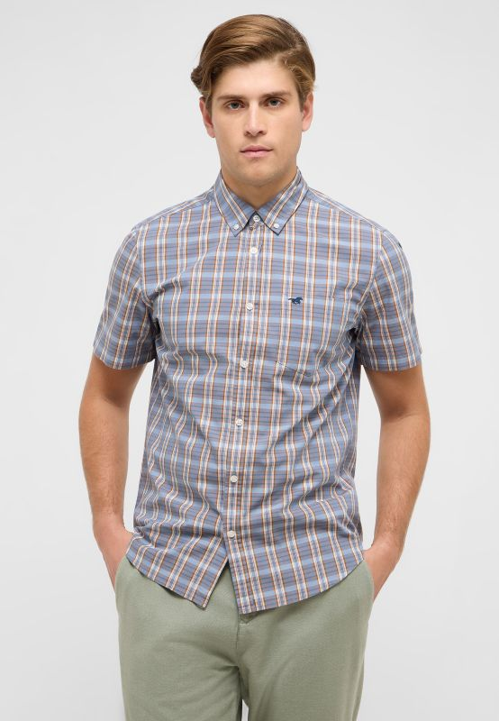 MUSTANG Multi Colour Gilroy Checked Short Sleeve Shirt — Slim Fit | 1017544