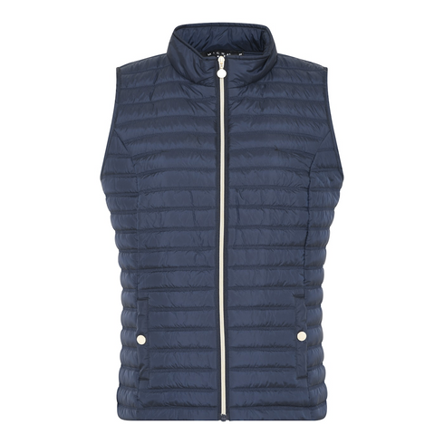 Micha Womens Spring Quilt Sleeveless Zip Front Gilet 105-384 Navy 10