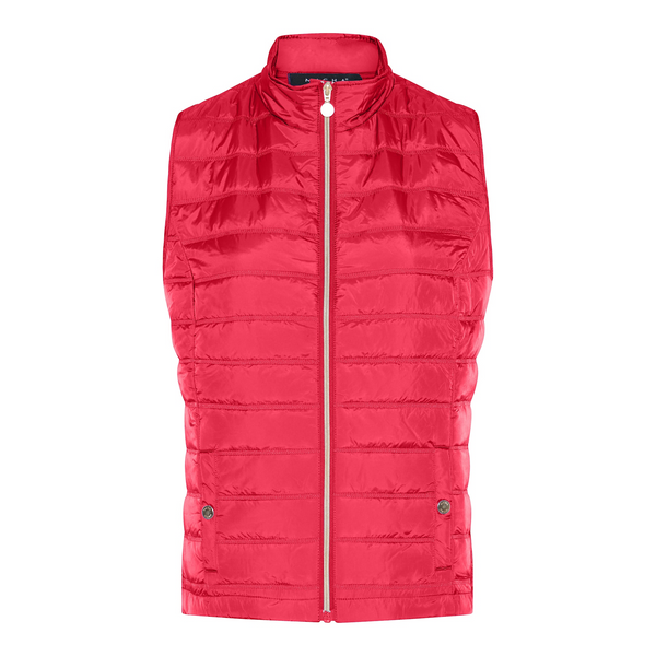 Micha Womens Lipstick Red 5025 Spring Quilt Sleeveless Zip Front Gilet 105-384