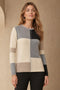Emreco Long Sleeve Grey Multi Block Colour Block Jumper 106301EW