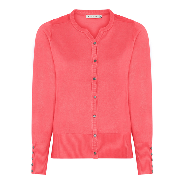 Micha Womens Coral 5322 Viscose Blend V-Neck Cardigan with Button Cuff Detail 114-205