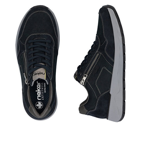 Rieker 11500-14 Navy Nubuck Wide Lace & Zip Shoe