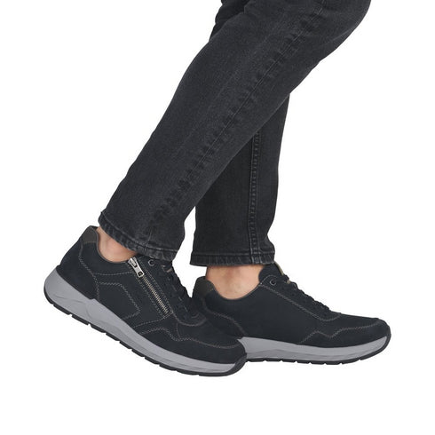 Rieker 11500-14 Navy Nubuck Wide Lace & Zip Shoe