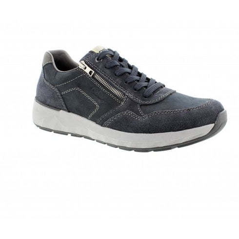 Rieker 11500-14 Navy Nubuck Wide Lace & Zip Shoe