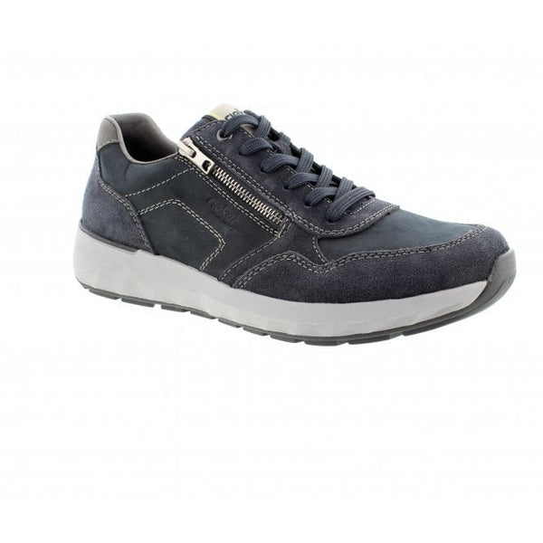 Rieker 11500-14 Navy Nubuck Wide Lace & Zip Shoe
