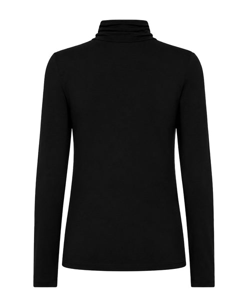 Freequent FQLIANA Soft Jersey High Neck Long Sleeve Blouse 116610 BLK - Black
