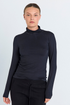 Freequent FQLIANA Soft Jersey High Neck Long Sleeve Blouse 116610 BLK - Black