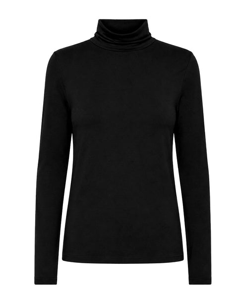 Freequent FQLIANA Soft Jersey High Neck Long Sleeve Blouse 116610 BLK - Black