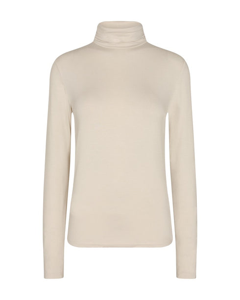 Freequent FQLIANA Soft Jersey High Neck Long Sleeve Blouse 116610 MB - Moonbeam