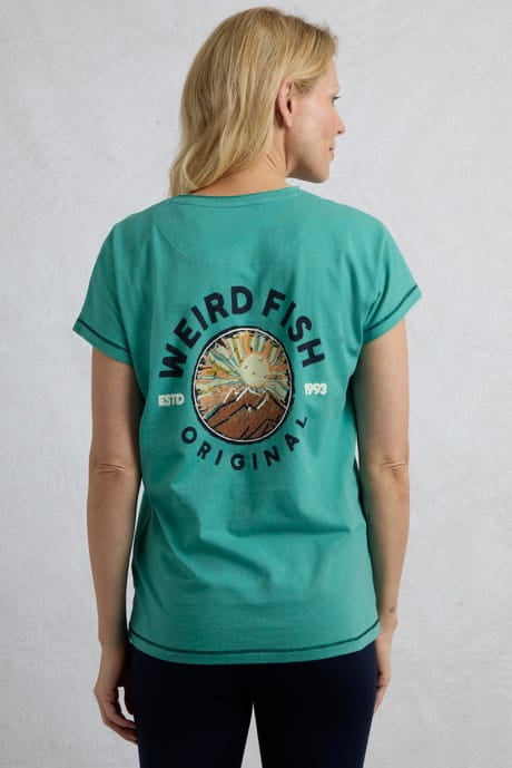 Weird Fish Sunset Summit Back Print Organic Cotton Graphic T-Shirt 203340