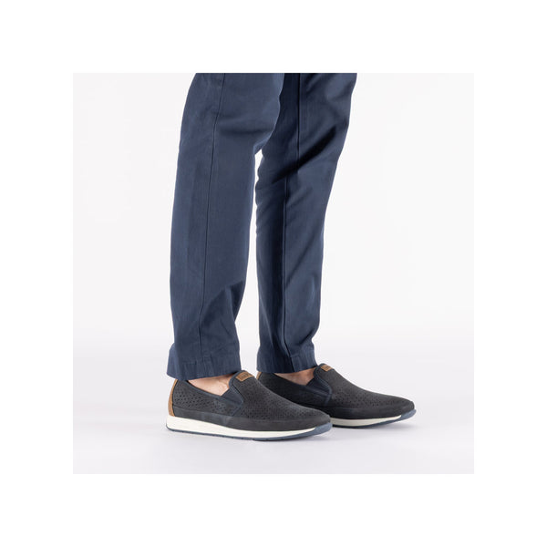 Rieker Men’s Pazifik Blue Leather Slip-On Shoes – Breathable Summer Casuals – 11955-14