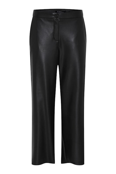 Robell Cloe Faux Leather Cropped Trousers 65cm Length 52442-60042