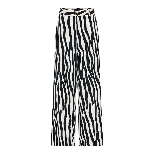 Micha Womens Black and Off White Zebra Urban Print Hemmed Trousers 121-881