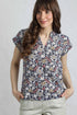 Weird Fish Alia Organic Cotton Printed Jersey Top Navy 203331