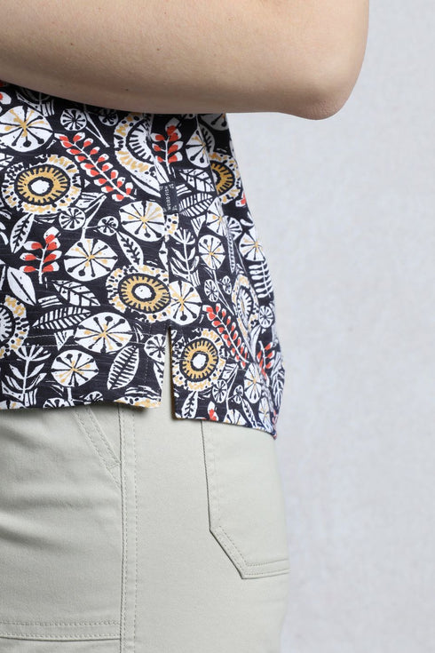 Weird Fish Alia Organic Cotton Printed Jersey Top Navy 203331