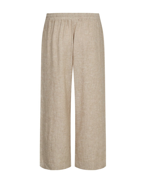 Freequent FQLAVA 7/8 Linen Pants Sand Melange Beige Elasticated Drawstring Waist