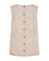 Freequent FQLAVA Linen Top Moonbeam Sand Melange Loose Fit Decorative Back Buttons 124867