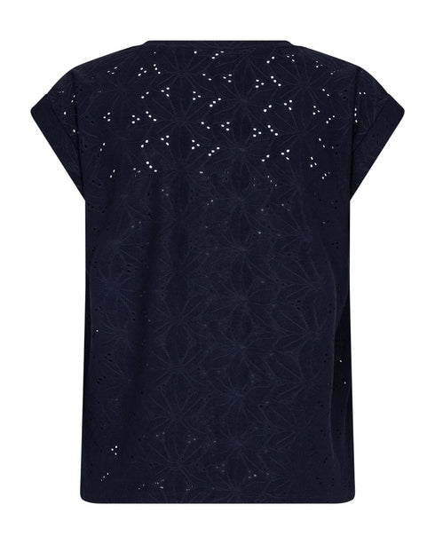 Freequent Navy Blazer FQBLOND Broderie Anglaise Pattern T-Shirt 216782