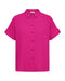 Freequent Short Turn-up Sleeve Linen Style Shirt Fuchsia Purple Rose Loose Fit 107109