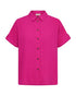 Freequent Short Turn-up Sleeve Linen Style Shirt Fuchsia Purple Rose Loose Fit 107109